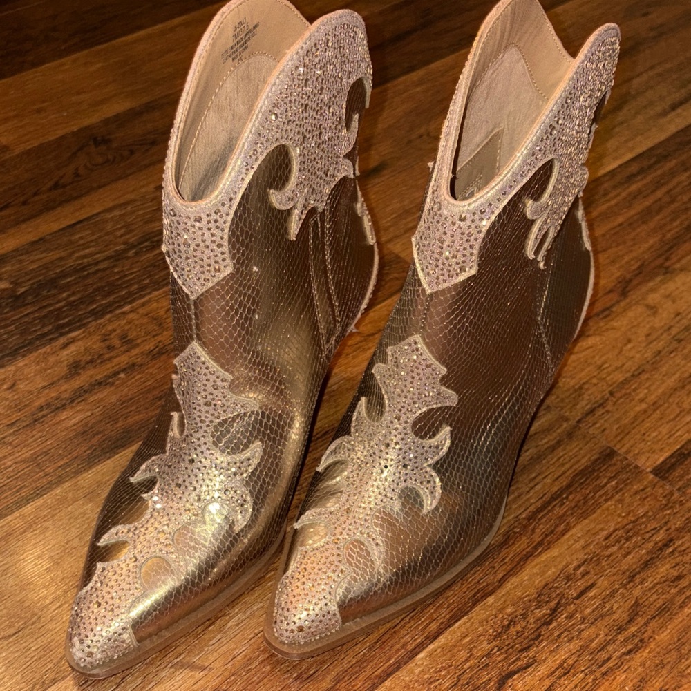 Jessica Simpson Gold Embellished Ankle Boots